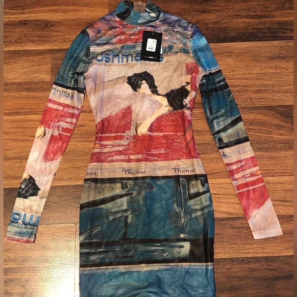 COPY - Fashion Nova printed sheer dress! New with tags!